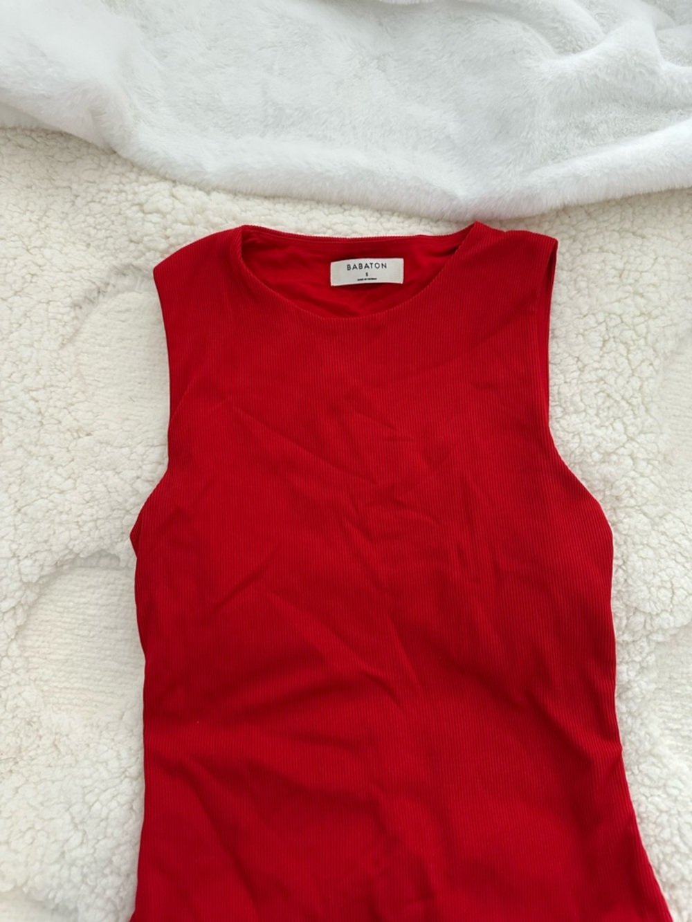 Aritzia Babaton Crimson Ribbed Tank Top